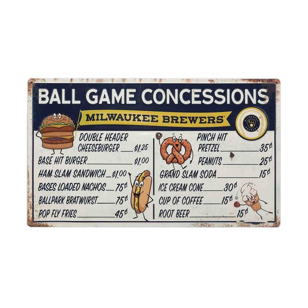 Milwaukee Brewers Concessions Metal Sign Open Road Brands ShopORB